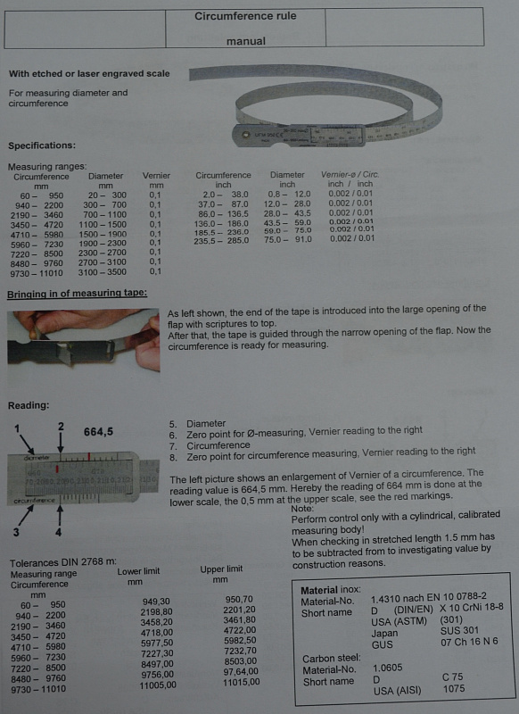 Циркометры ∅ 20-300 / 3100-3500 травлёные деления нерж сталь