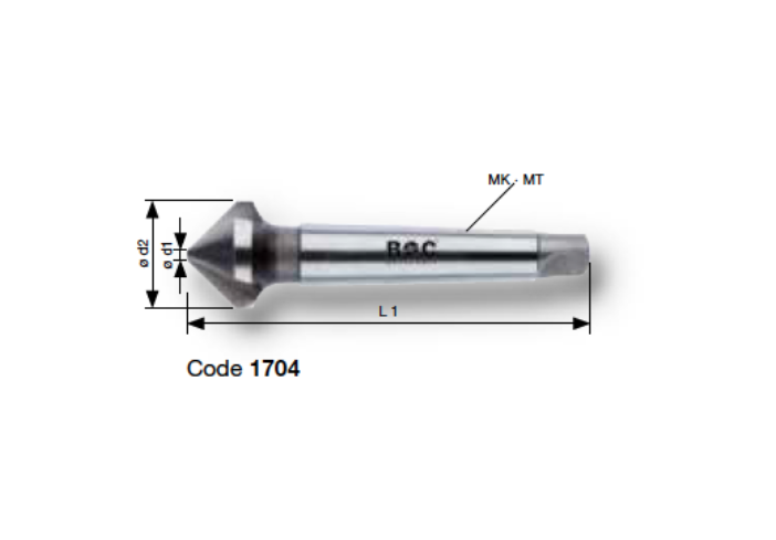 Зенковки Ø 15 - 80 мм 90° HSS с коническим хвост 1704 Bohrcraft